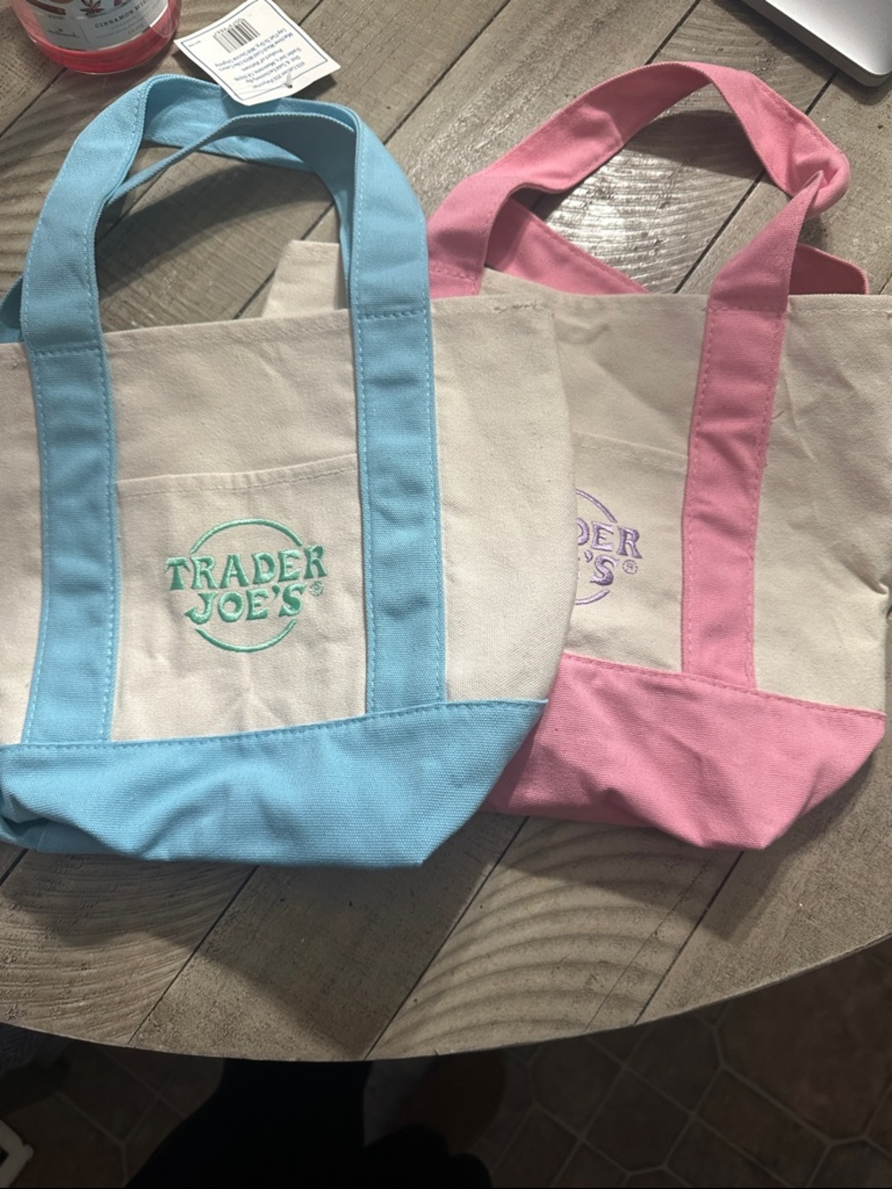 Trader Joe's Canvas Tote Bag with Blue Trim